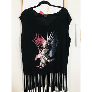 Eagle Star Americana Distress Fringe Shirt